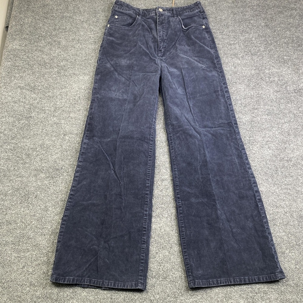 Pilcro Pants Womens 30 Blue Corduroy Wide Leg Chino Stretch Pockets Casual